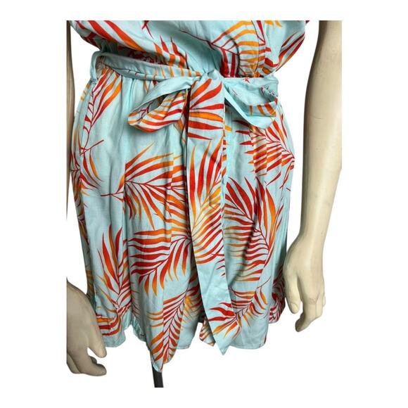 Cupshe Tropical Flutter Sleeve Romper Blue Orange Women's Size S Boho Summer - Picture 4 of 10